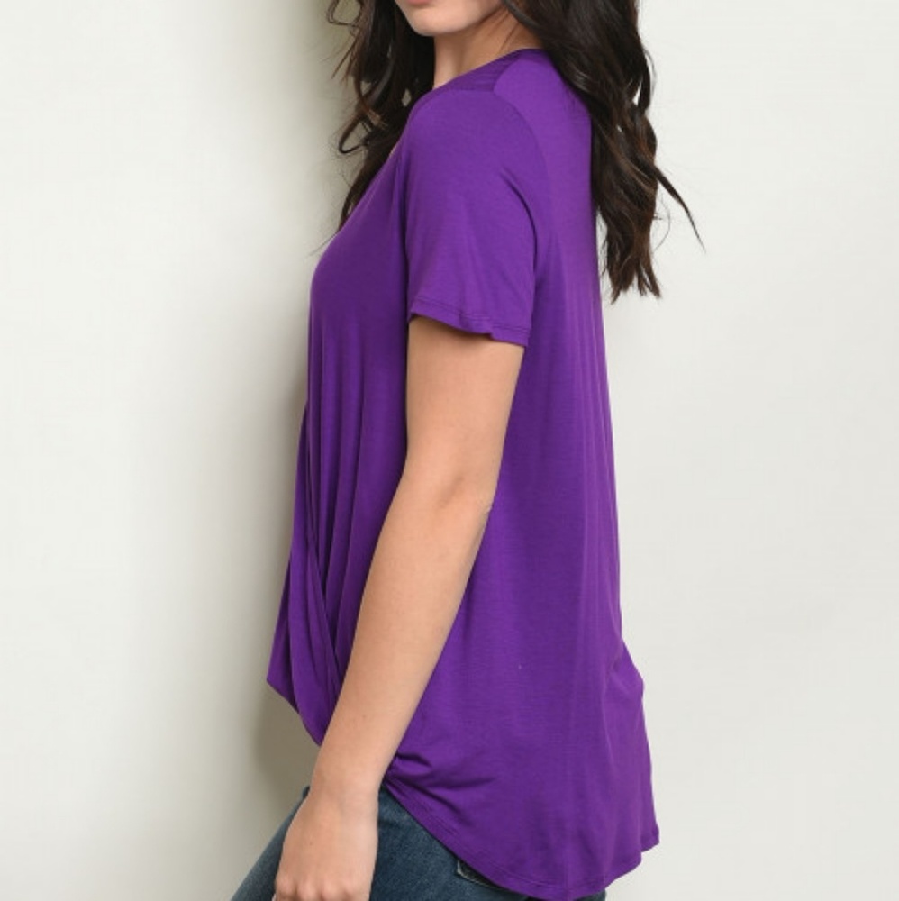 Purple surplice high-low top - Picture 3 of 3